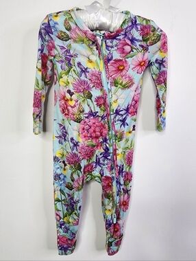 Floral Double Zip Convertible Feet Sleeper, 3-6m
